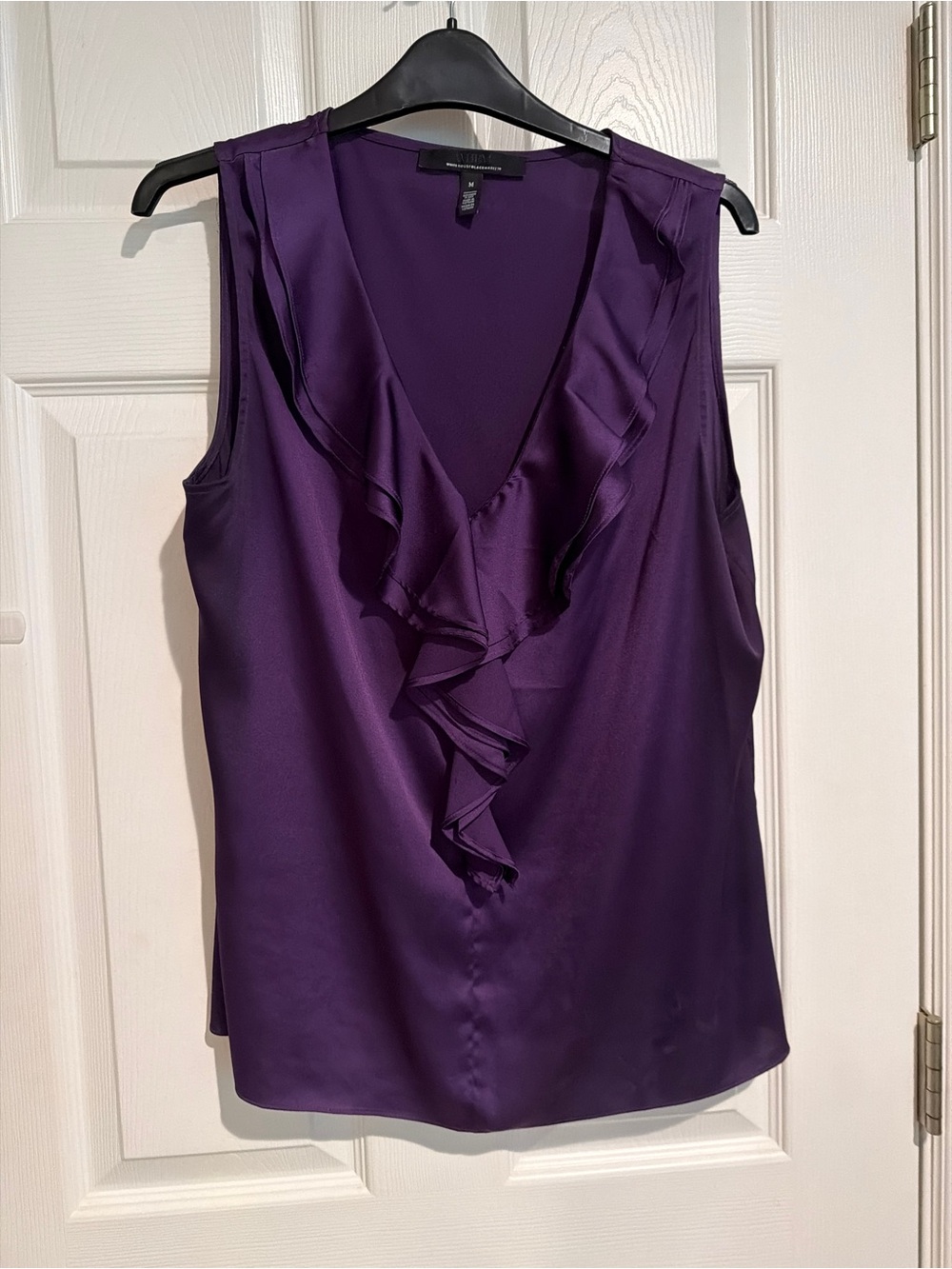 White House Black Market Purple Ruffle V-Neck Sleeveless Camisole
